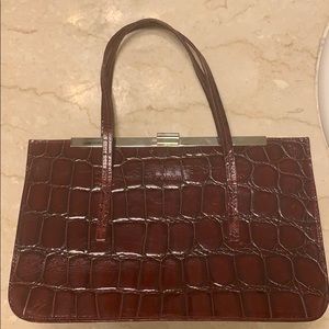 FURLA red crocodile leather handbag